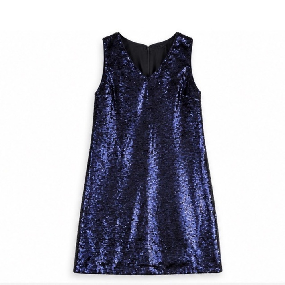 Banana Republic Sequin Shift Dress 4P Navy Blue